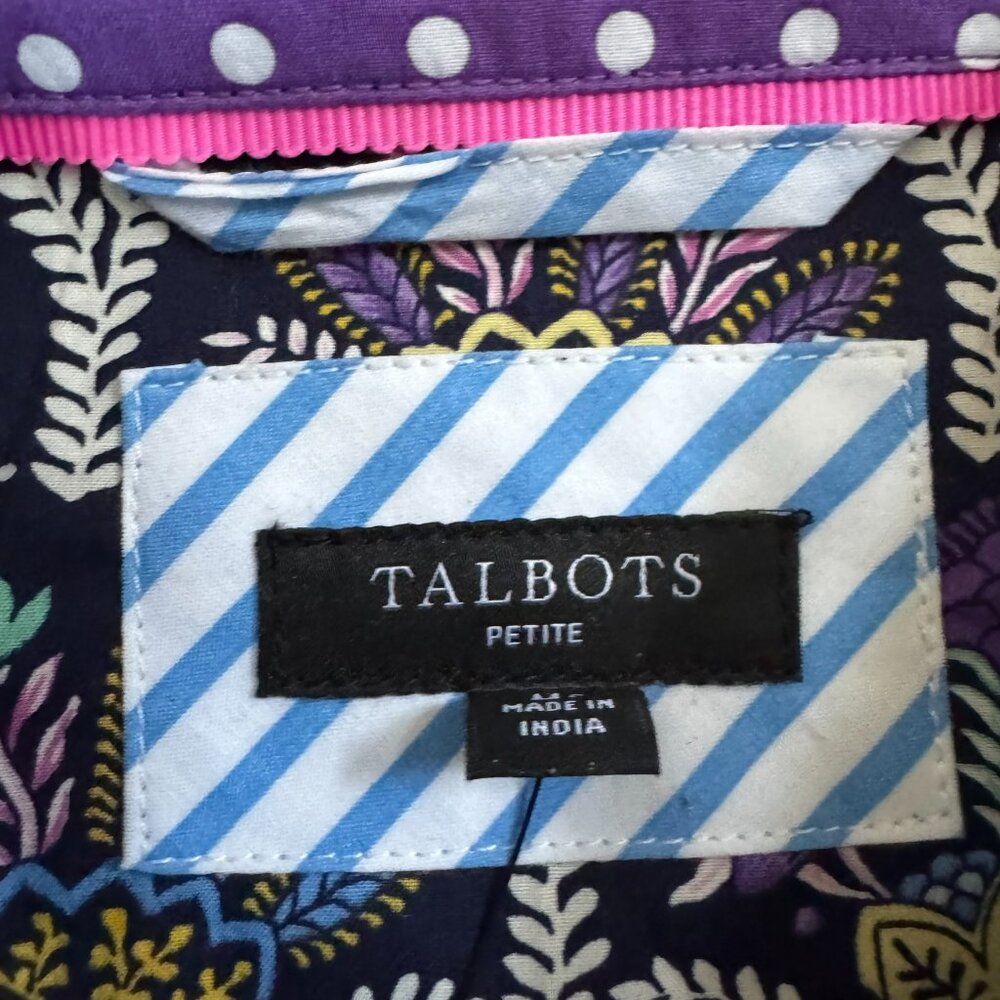 Talbots NWT Block-Inspired Floral Print Cotton Classic Button Front Shirt - MP - Picture 8 of 8